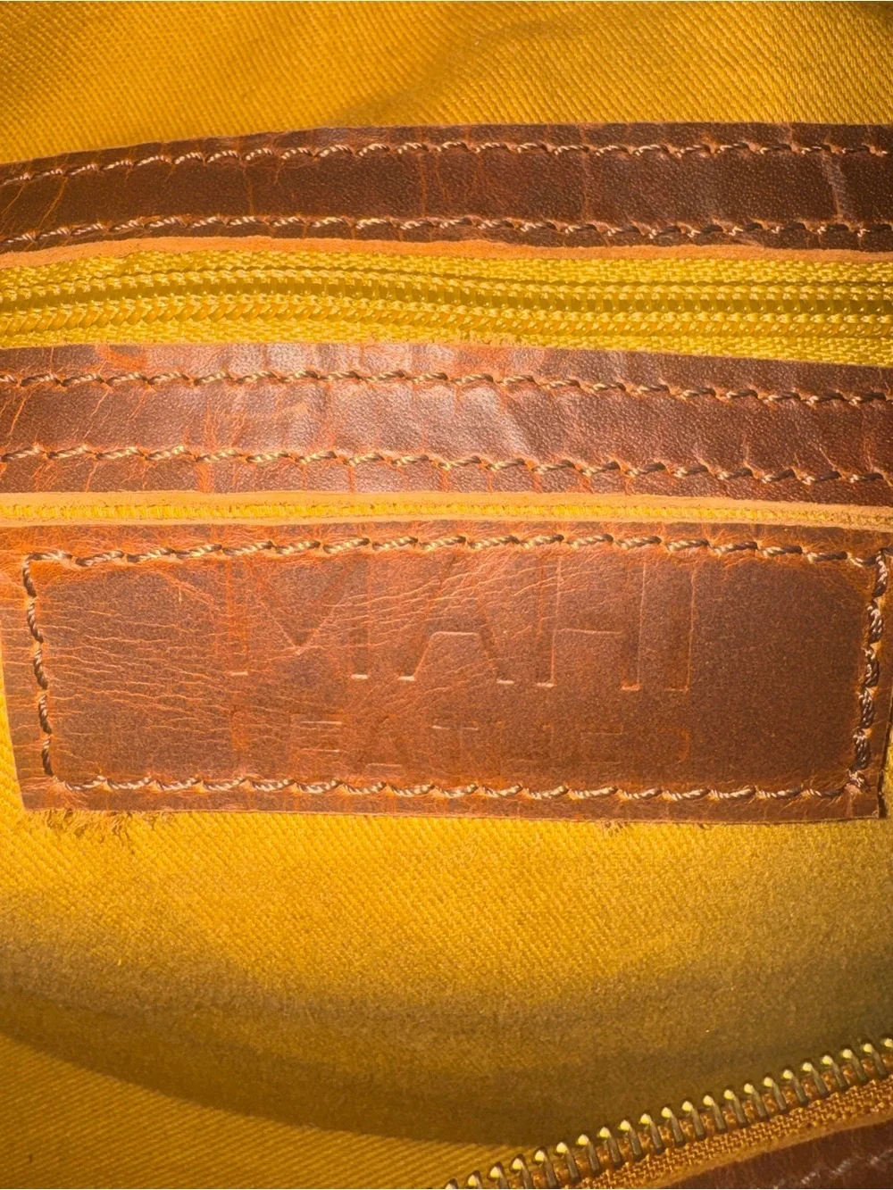 MAHI Brown Leather Weekender Bag